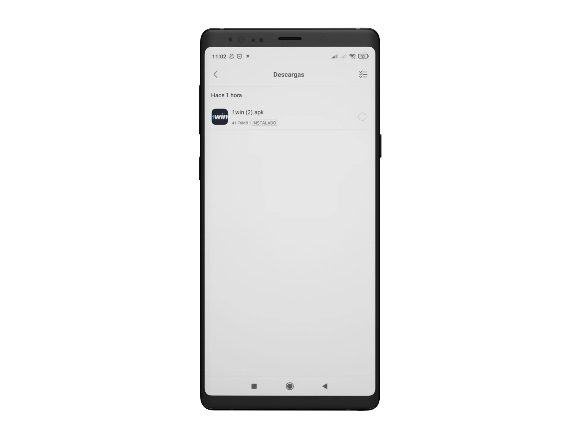 Después de descargar el archivo 1win APK, vaya a la sección "Descargas" en su dispositivo Android y haga clic en él para iniciar la instalación.
